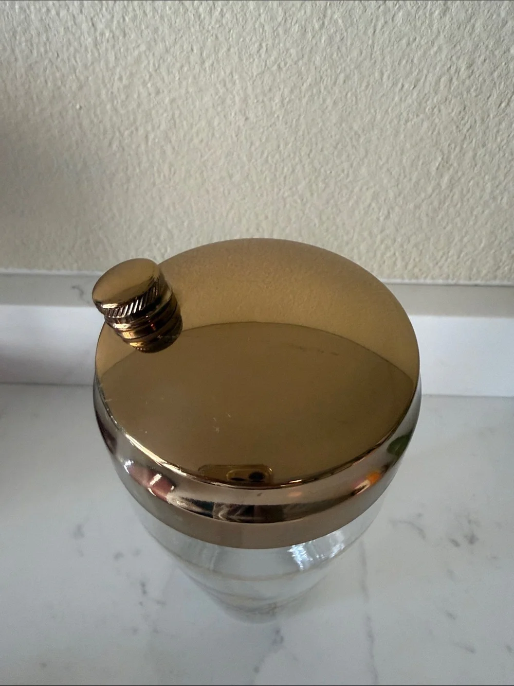Mid Century Golden Wheat Tall Cocktail Shaker Glass